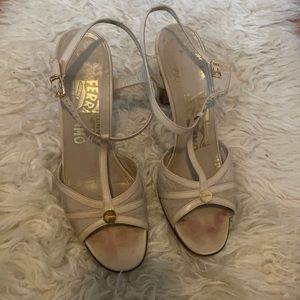 Vintage Ferragamo Heels. Leather sole, made in Italy